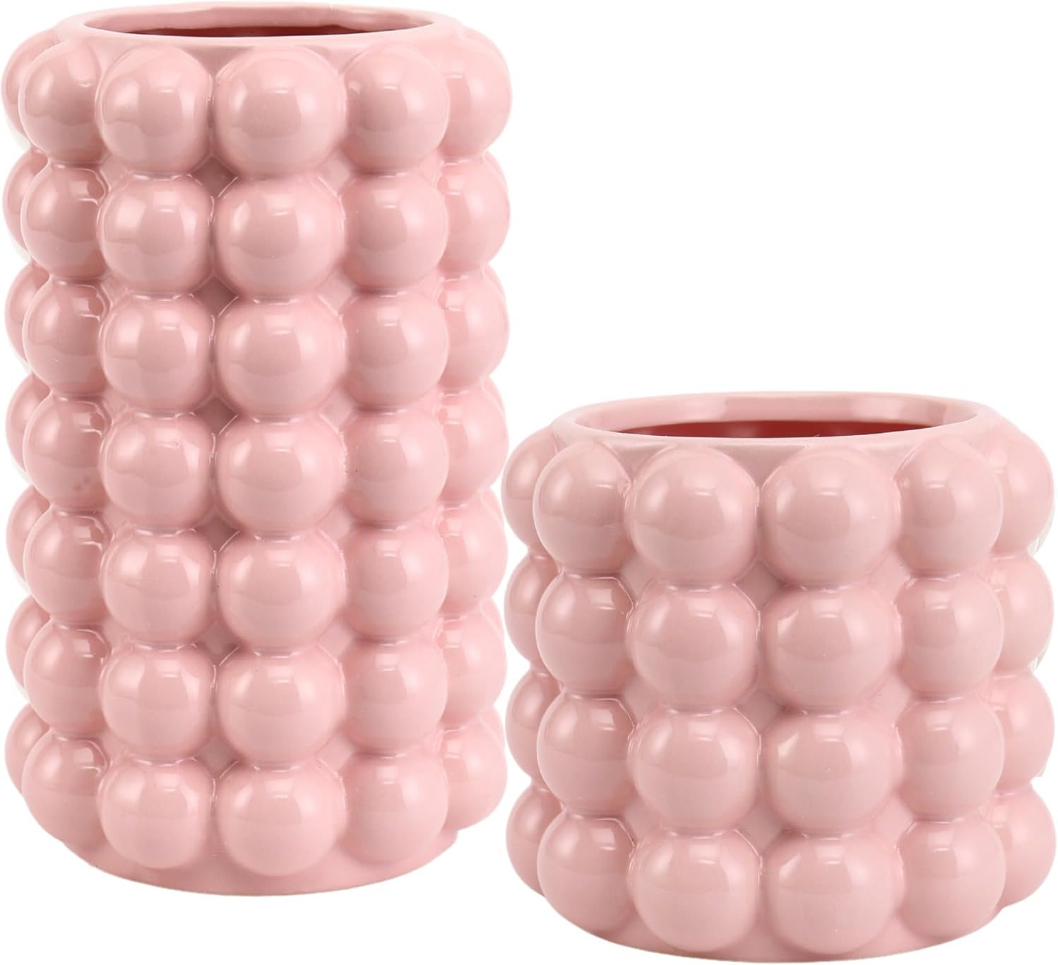Bubble Vase, Beige Ceramic Vase for Flowers, Short Vases for Boho Decor, Decorative Vases for Flowers, Living Room, Bedroom, Office, Fireplace, Mantel, Coffee Table, 5 Inches