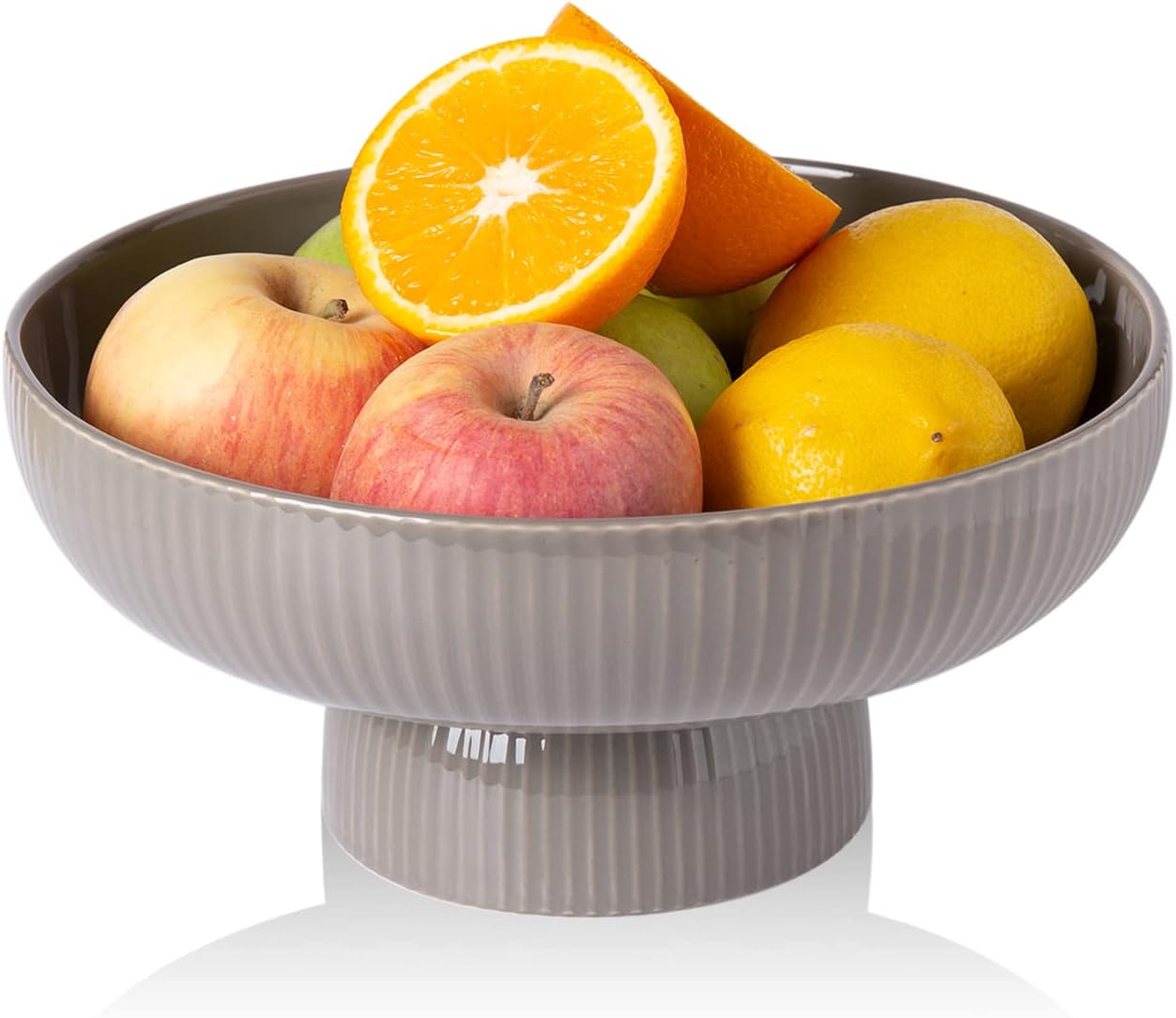 Ceramic Fruit Bowl with Draining Holes, 10" Large Fruit Basket with Multifunctional Removable Pedestal, Decorative Fruit Bowl for Table Countertop, Fruit and Vegetable Holder, White