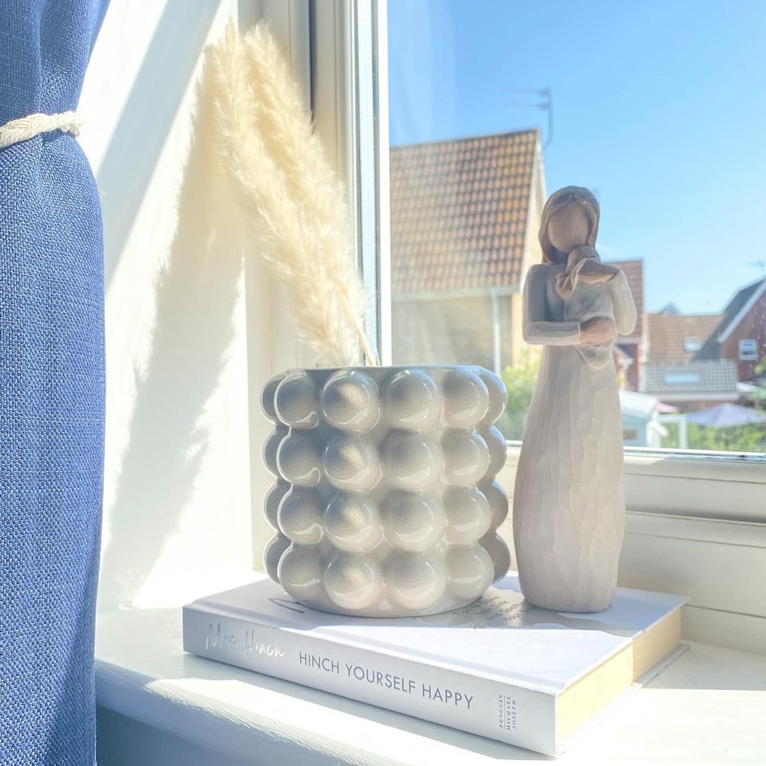 Bubble Vase, Beige Ceramic Vase for Flowers, Short Vases for Boho Decor, Decorative Vases for Flowers, Living Room, Bedroom, Office, Fireplace, Mantel, Coffee Table, 5 Inches