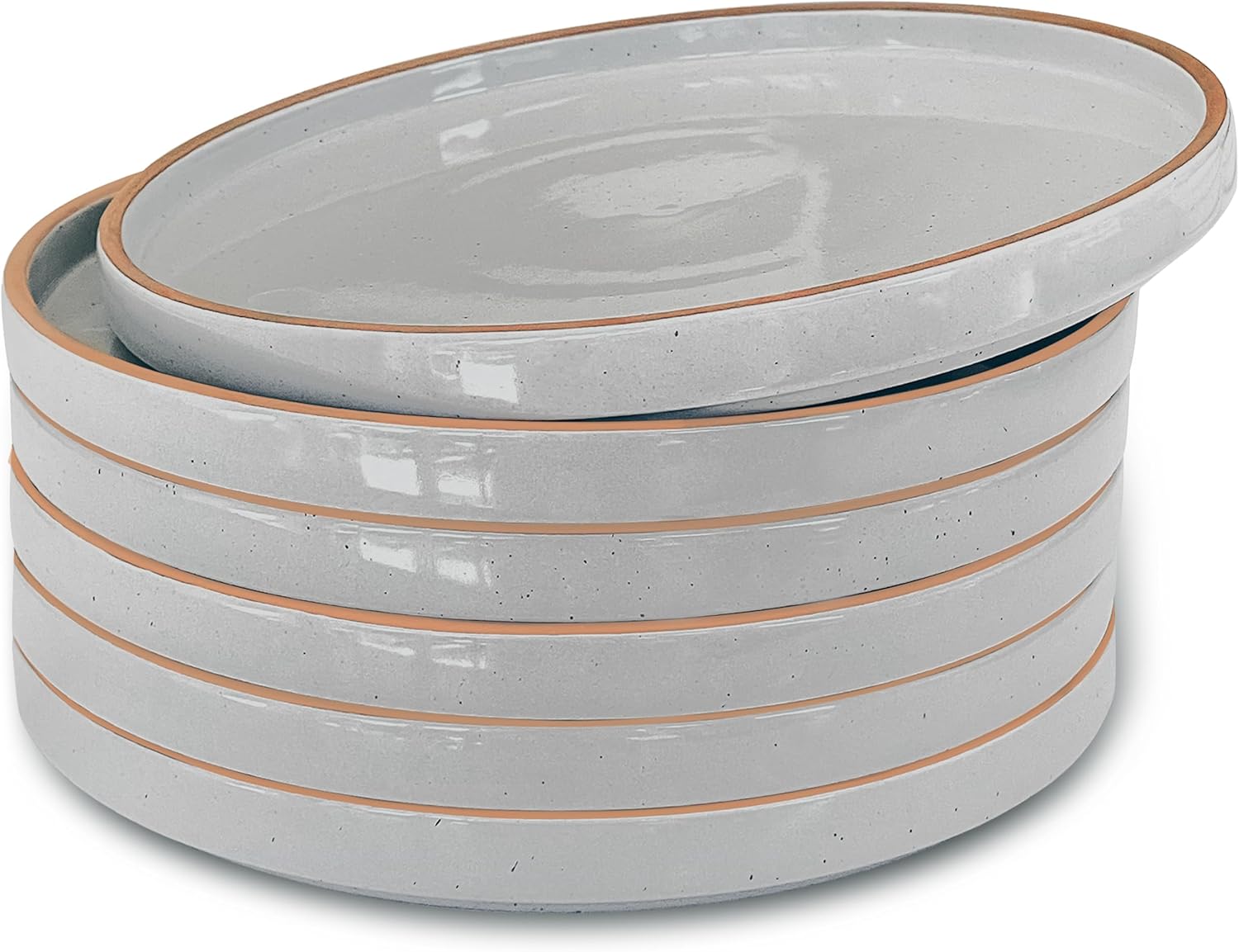 Mora Ceramic Flat Plates Set of 6-8 in - The Dessert, Salad, Appetizer, Small Lunch, etc Plate. Microwave, Oven, and Dishwasher Safe, Scratch Resistant. Kitchen Porcelain Dish - Neutrals