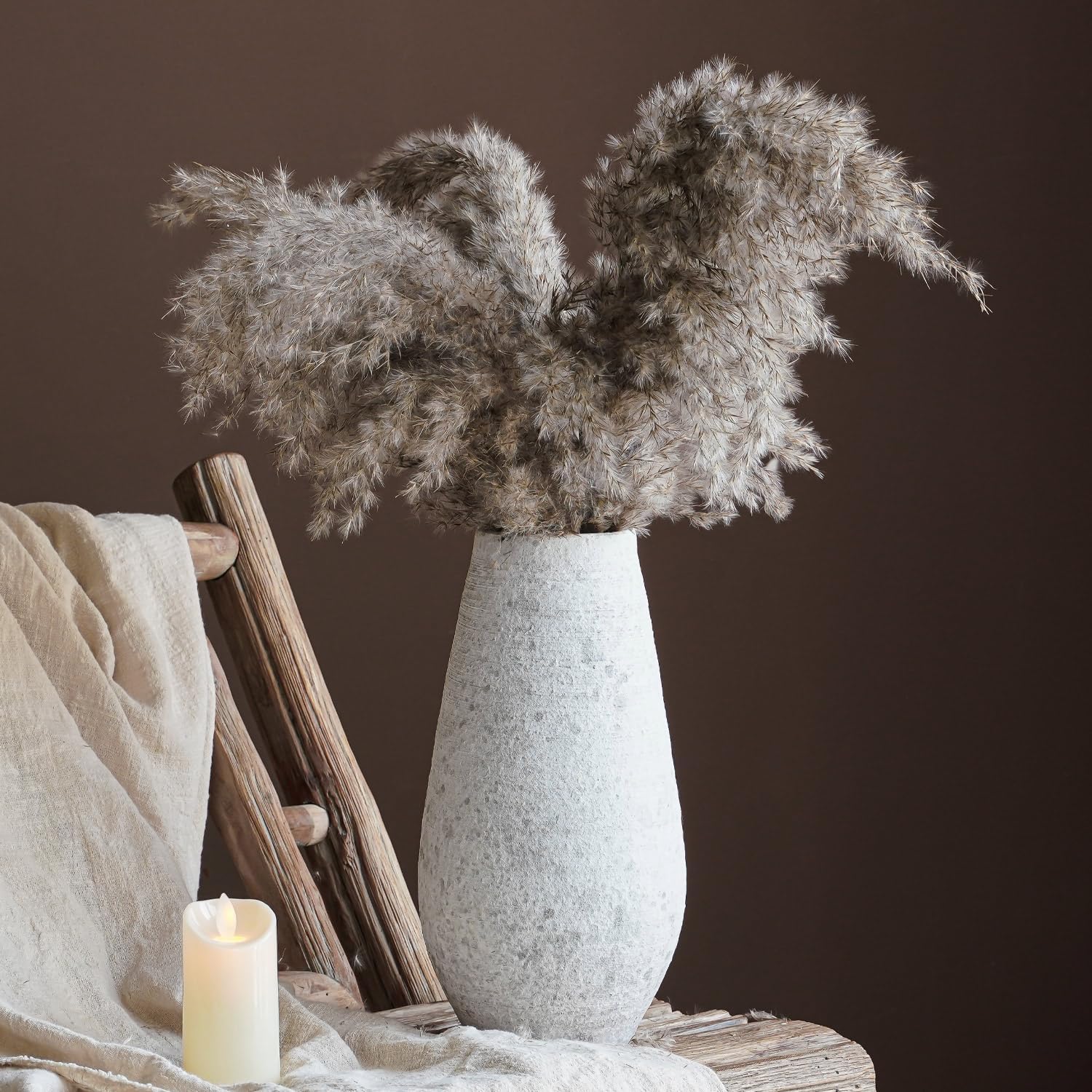 Rustic Ceramic Flower Cup Vase, 22.5cm/8.85in Vintage Vases Farmhouse Decor, for Living Room Entryway Table Centerpiece Decor, Terracotta Vases Pottery Clay Vase